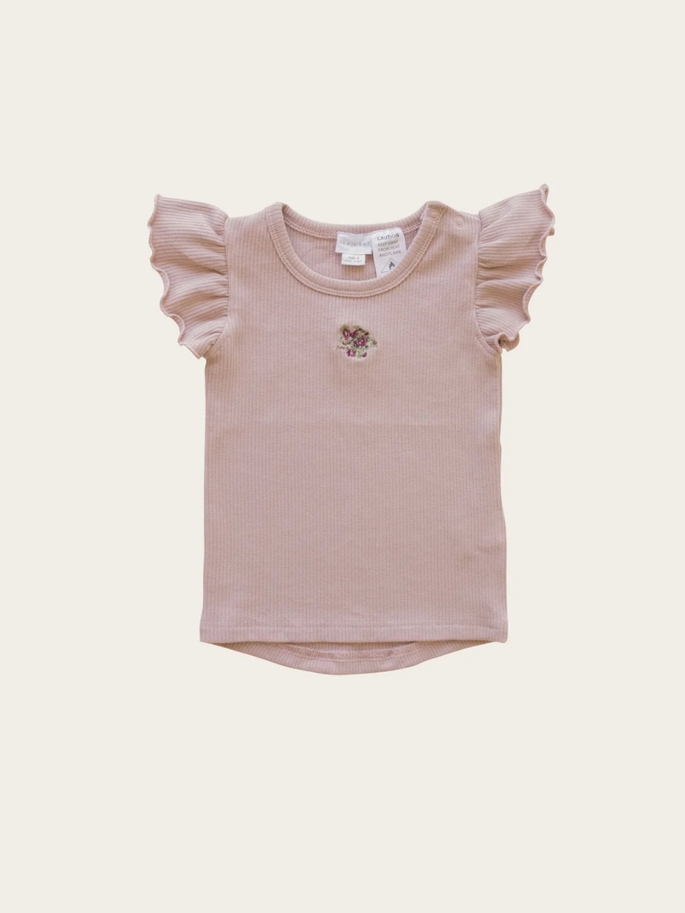 Jamie Kay Organic Cotton Fine Rib Frill Tee AND MATCHING SHORTS || Rose Ash